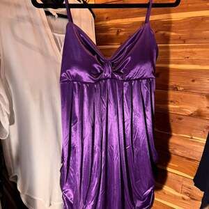 Ruby Rox Purple Satin Slip Dress, Flowy Party Silhouette, Women's Size L